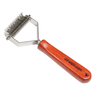 double sided undercoat dog brush wood handle