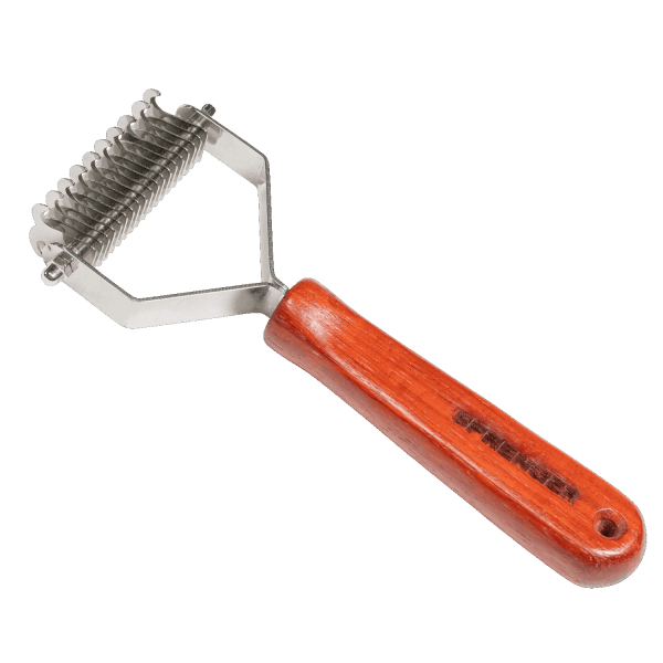 double sided undercoat dog brush wood handle