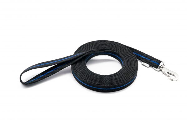 15 FEET / 4,57 M / RUB. LEASH W. HANDLE BLUE LINE