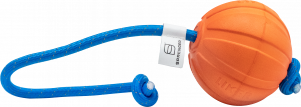 DOG TOY BALL WITH ROPE LARGE 9CM/3.5INCH
