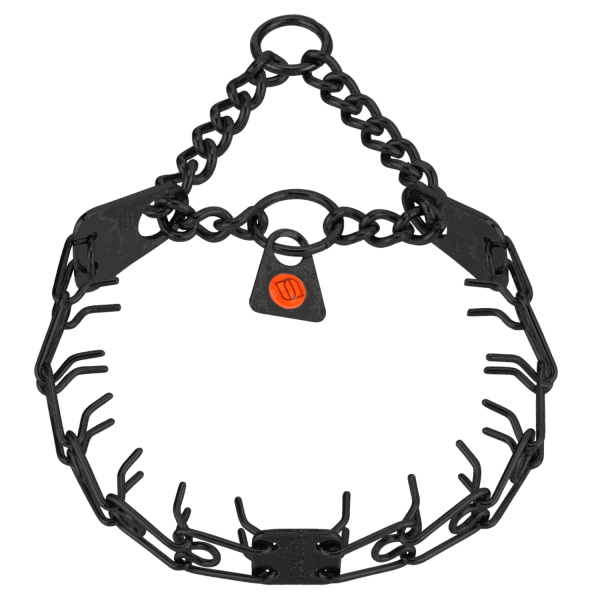 MICRO-PLUS Training Collar with Center-Plate, Assembly Chain, 2 rings - Stainless Steel black, 1.5 mm, 32 cm / 13"