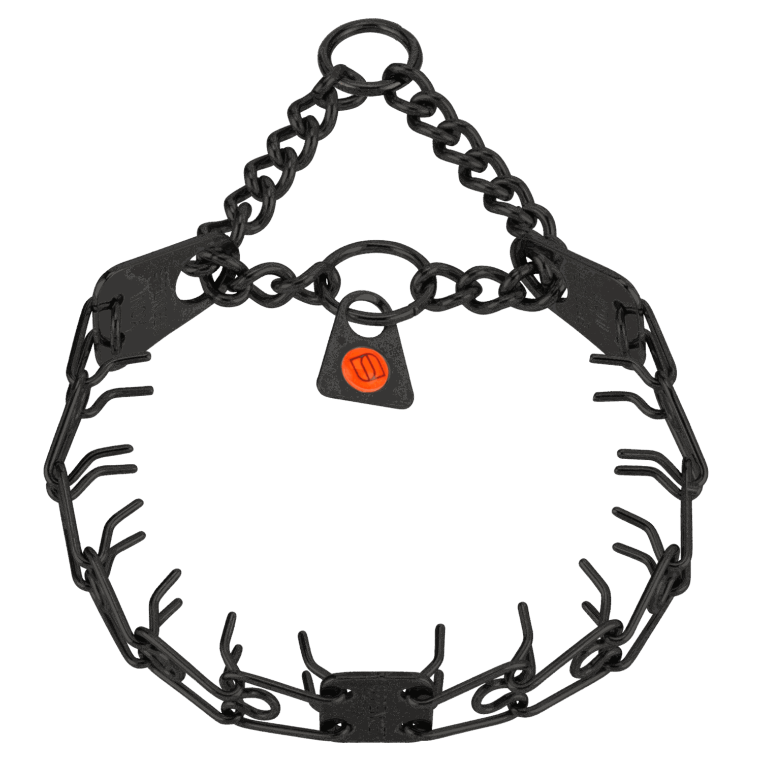 MICRO-PLUS Training Collar with Center-Plate, Assembly Chain, 2 rings - Stainless Steel black, 1.5 mm, 32 cm / 13"