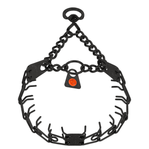 MICRO-PLUS Training Collar with Center-Plate, Assembly Chain, Swivel and Ring - Stainless Steel black, 1.5 mm, 32 cm / 13"