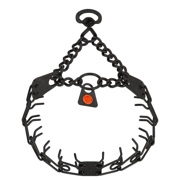 MICRO-PLUS Training Collar with Center-Plate, Assembly Chain, Swivel and Ring - Stainless Steel black, 1.5 mm, 32 cm / 13"