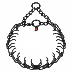 ULTRA-PLUS Training Collar with Center-Plate, Assembly Chain, 2 rings - Stainless steel black, 3.0 mm - short version, 60 cm / 24"