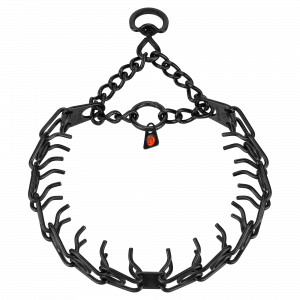 ULTRA-PLUS Training Collar with Center-Plate, Assembly Chain, Swivel and ring - Stainless steel black, 3.0 mm - short version, 60 cm / 20"