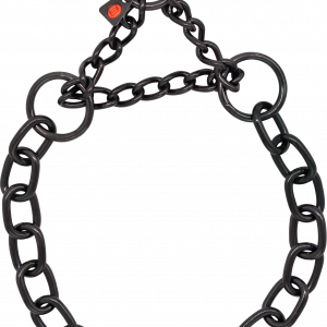 Medium Link Chain Collar with Limited Traction - Stainless Steel Black, 4.0mm Wire Gauge