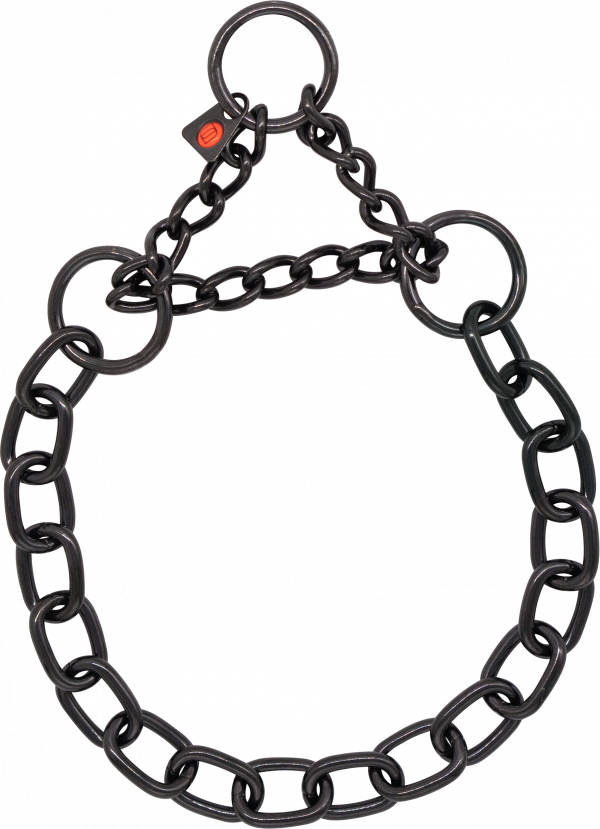 Medium Link Chain Collar with Limited Traction - Stainless Steel Black, 4.0mm Wire Gauge