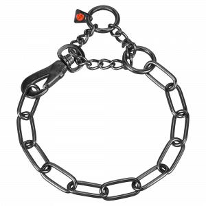 Adjustable Chain Collar with SPRENGER Hook - Stainless Steel Black, 4.0mm Wire Gauge