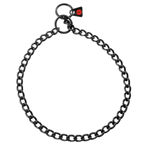 Collar, round links - Stainless steel black, 2.5 mm, 65 cm / 26"