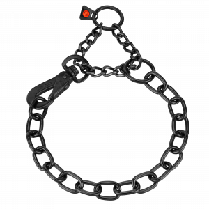 Adjustable Medium Link Chain Collar with SPRENGER Hook - Stainless Steel Black, 4.0mm Wire Gauge