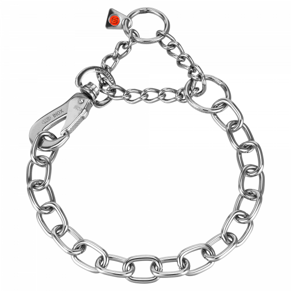 Adjustable Medium Link Chain Collar with SPRENGER Hook - Stainless Steel, 4.0mm Wire Gauge